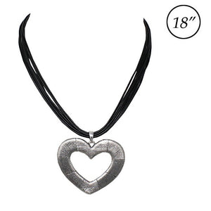 Heart pendant necklace set - silver
