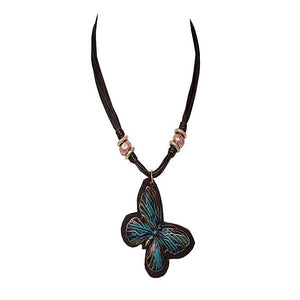 Butterfly necklace set - copper patina