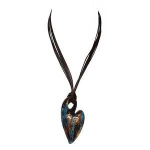 Heart necklace set - copper patina
