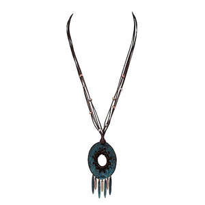 Bohemian pendant necklace set - patina