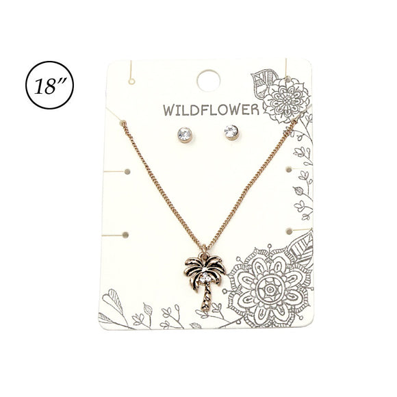 [6PC SET] Palm tree necklace set