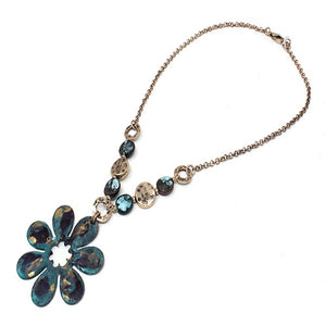 Chunky Flower necklace set - copper patina
