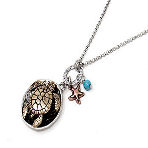 Turtle & starfish necklace set