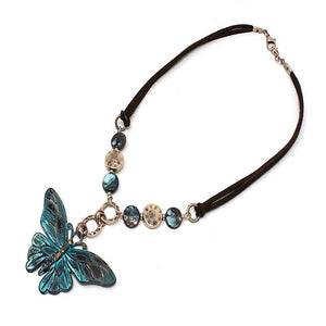 Chunky Butterfly necklace set - gold patina