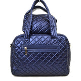 Metro quilted tote set - dark silver