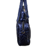 Metro quilted tote set - navy blue