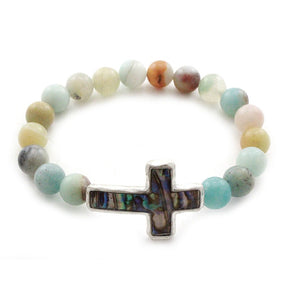[2PCS] Cross natural stone bracelet