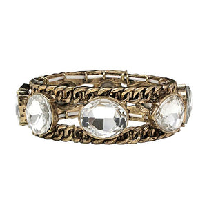 Crystal cabochon bracelet - gold clear
