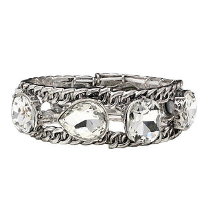 Crystal cabochon bracelet - silver clear