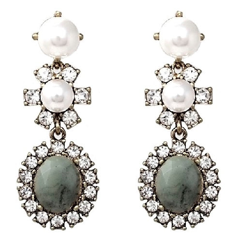 Rhinestone w/ pearl earring