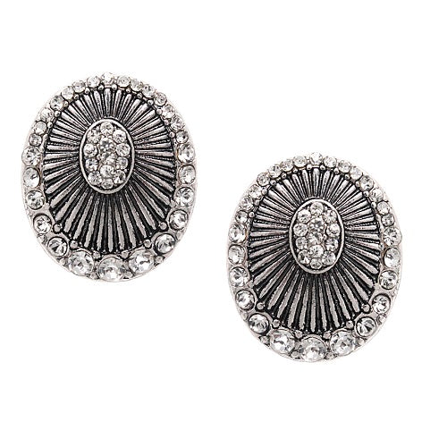 Bohemian pave earring - antique silver
