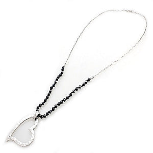 Heart w/ glass bead necklace set