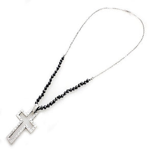 Cross w/ glass bead necklace set