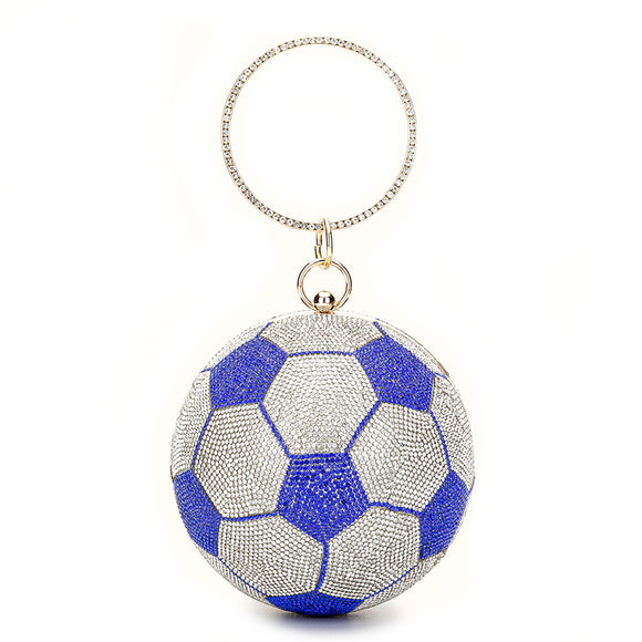 Rhinestone soccer ball bag - blue