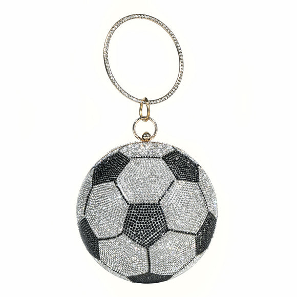 Rhinestone soccer ball bag - black/silver