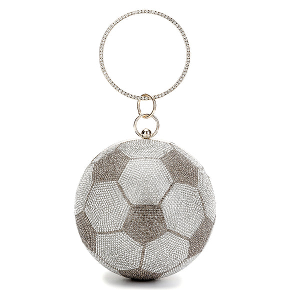 Rhinestone soccer ball bag - silver