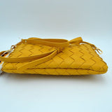 Weaving crossbody bag with sanitizer keychain - yellow