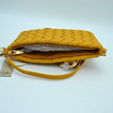 Weaving crossbody bag with sanitizer keychain - yellow