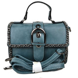 Belted chain crossbody bag - blue