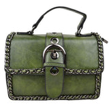 Belted chain crossbody bag - dark green