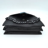 Crocodile embossed chain shoulder bag - black