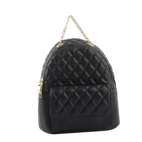 Diamond quilted backpack - black