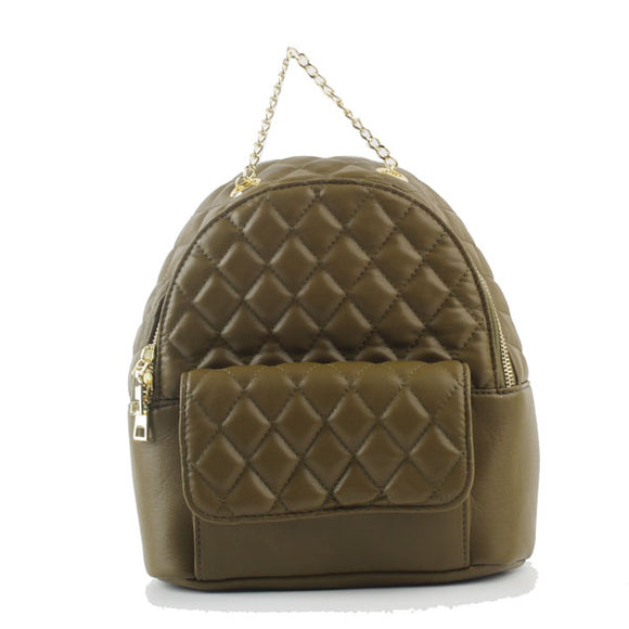 Diamond quilted backpack - dark green