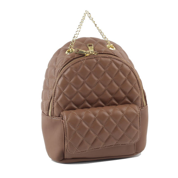 Diamond quilted backpack - khaki
