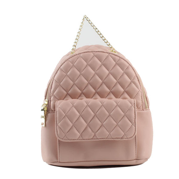 Diamond quilted backpack - pink