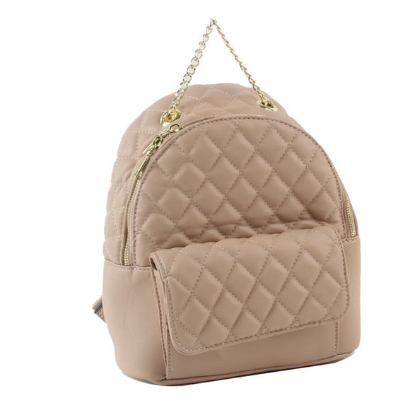 Diamond quilted backpack - tan