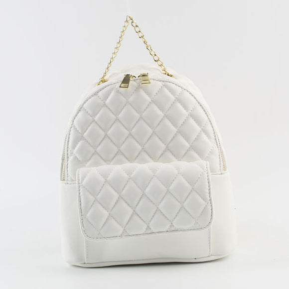 Diamond quilted backpack - white