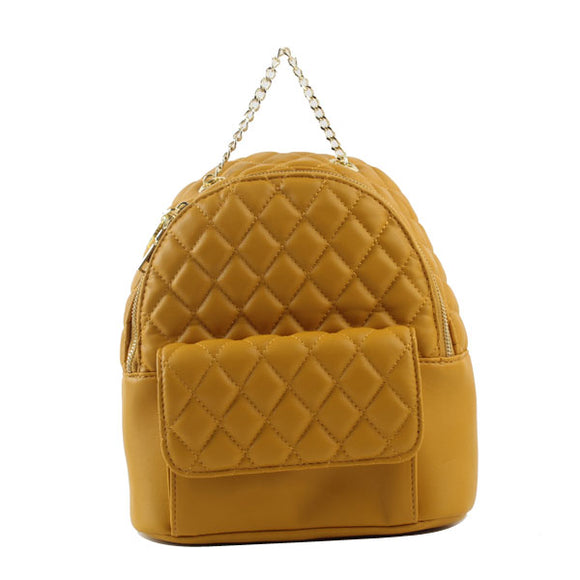 Diamond quilted backpack - yellow