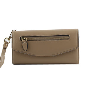 Front zipper fold-over wallet - khaki