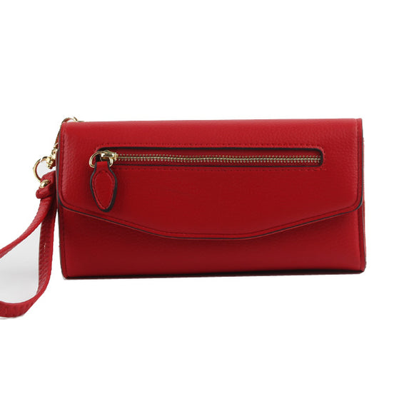 Front zipper fold-over wallet - red