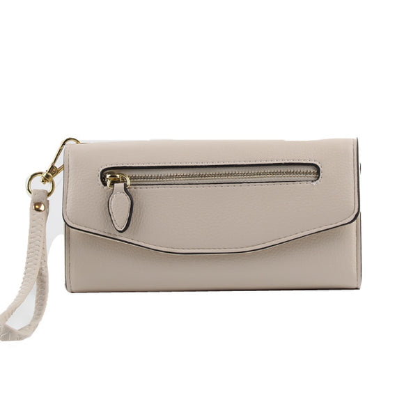 Front zipper fold-over wallet - white