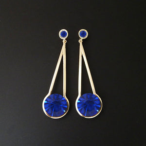 Fashion rhinestone earring - sapphire
