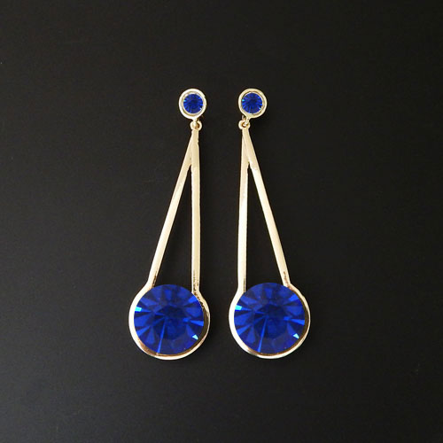 Fashion rhinestone earring - sapphire