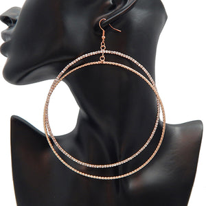 4" double round earring - rose gold