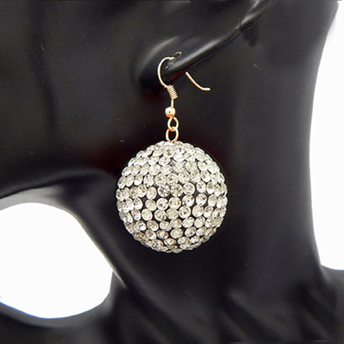 Stud ball earring - gold clear