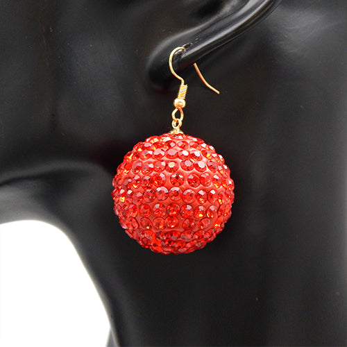 Stud ball earring - red