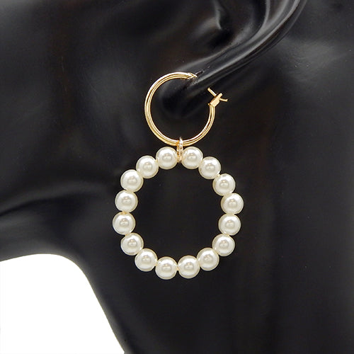 Round pearl earring - gold