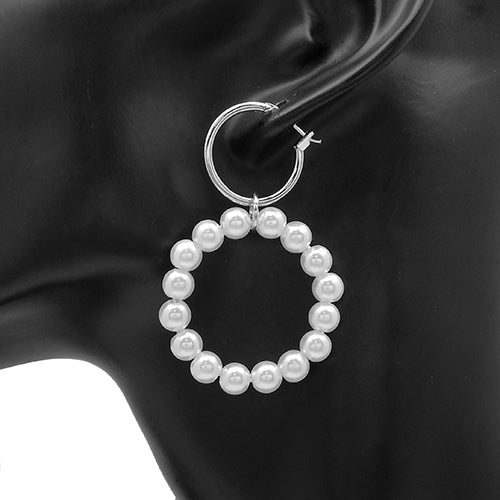 Round pearl earring - silver