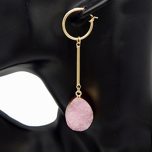 Druzy drop earring -  pink