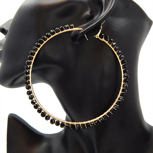 80mm round gold earring - black