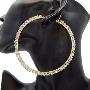 80mm round gold earring - clear