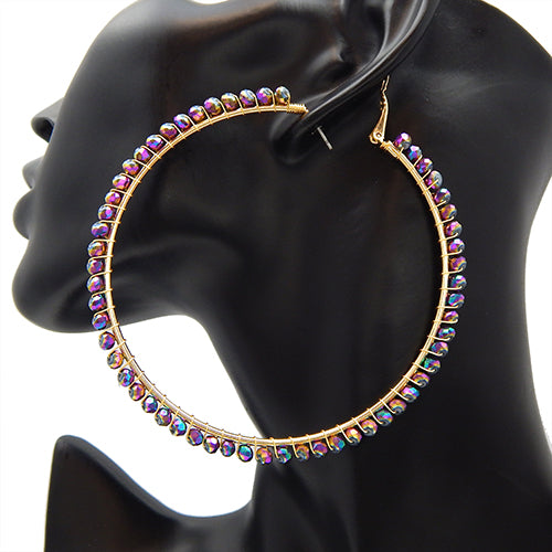 80mm multi color earring - gold
