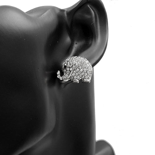 Elephant pave earring - silver