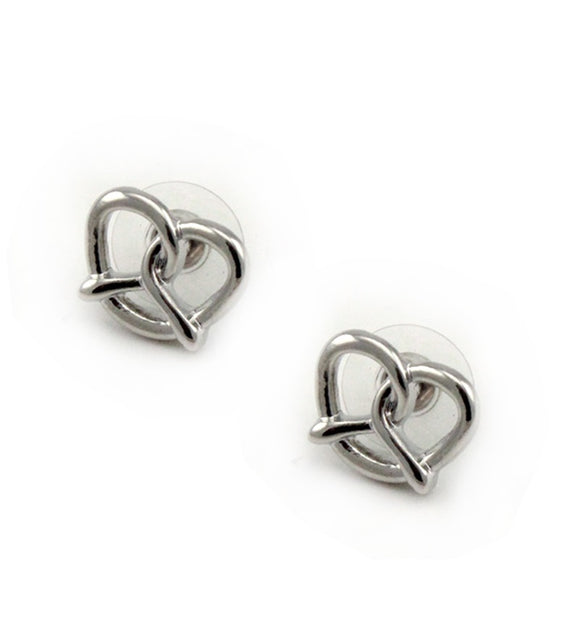[2 PC] Heart Pretzel earring - silver
