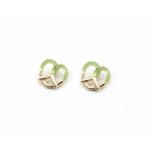 [2 PC] Heart Pretzel earring - green