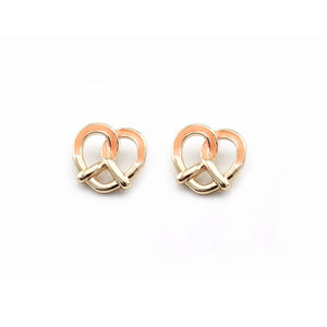 [2 PC] Heart Pretzel earring - peach